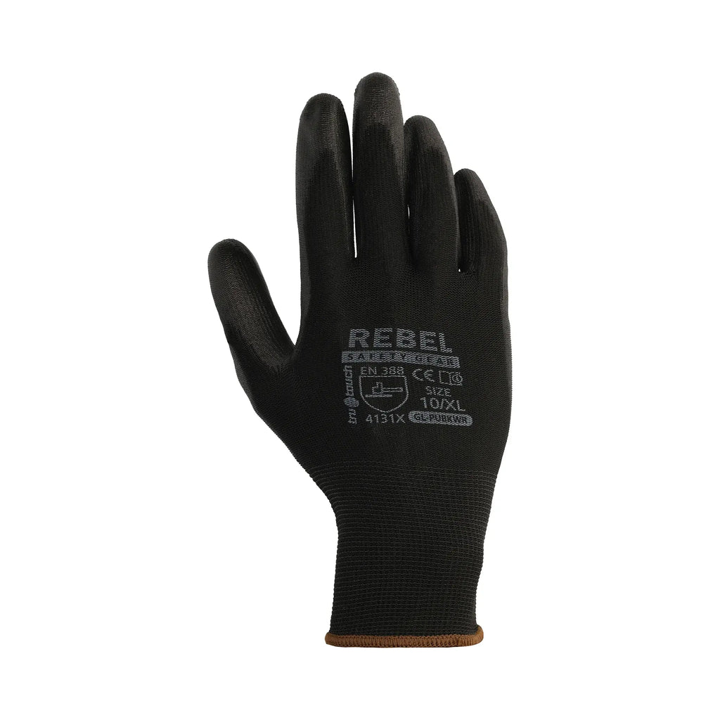 REBEL TruTouch Black PU Coated General Handling Gloves