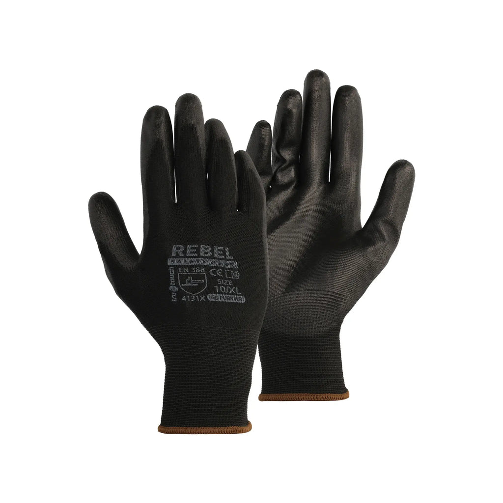 REBEL TruTouch Black PU Coated General Handling Gloves